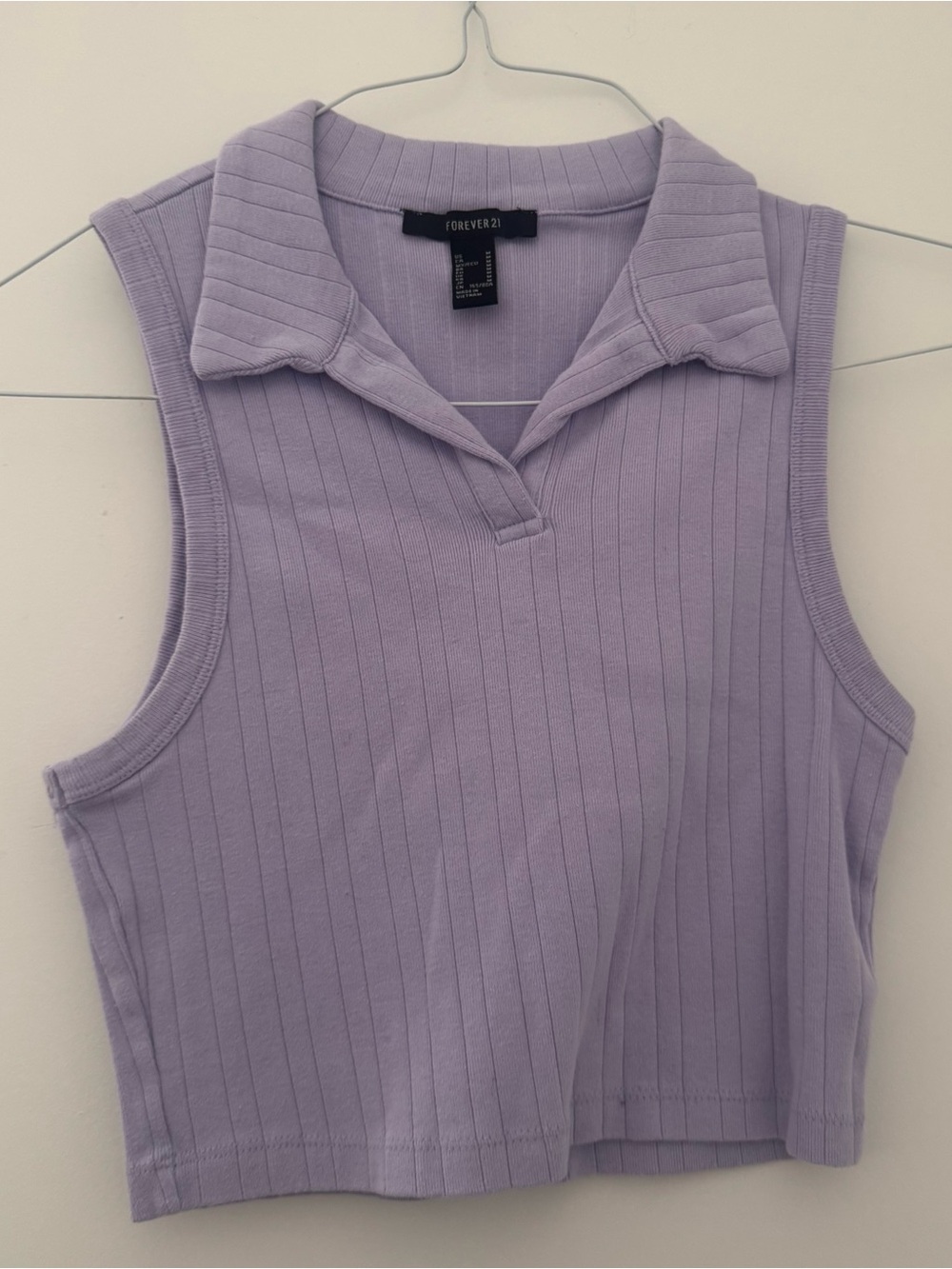 Forever 21 Lavender Ribbed Cropped Polo Tank